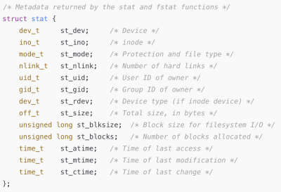 Figure 3. The stat structure.