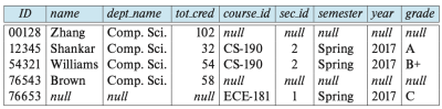 Figure 7. Result of full outer join example